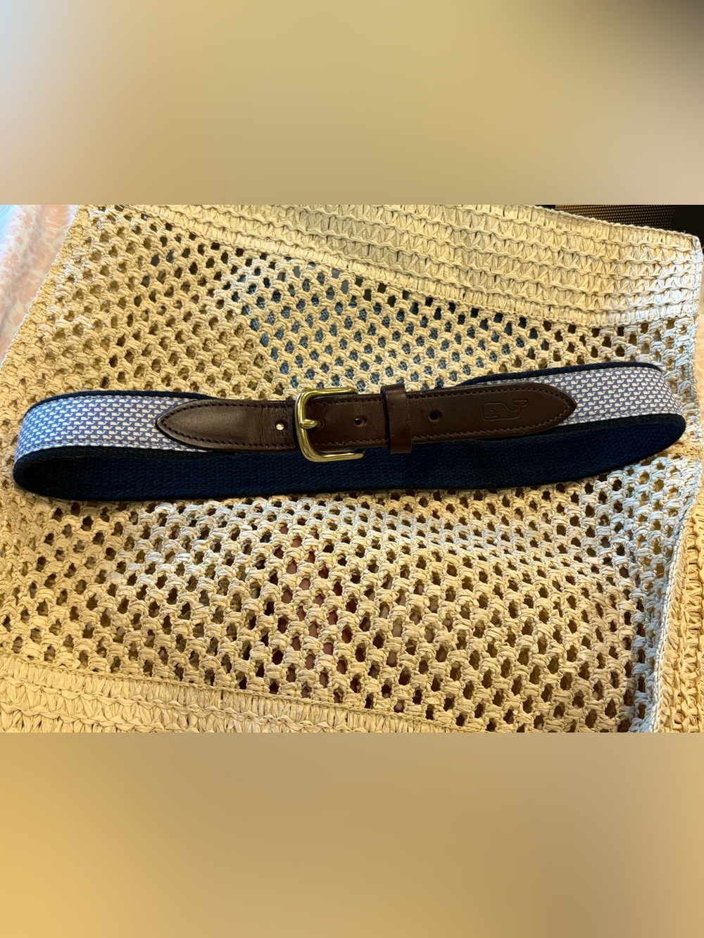 Vineyard Vines Vineyard Whale Canvas Club Belt navy size 28 excellent condition
